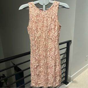 NEW Sam Edelman Lace Sheath Pink Dress w/ Back Bow size 6, lined, midi, NWT